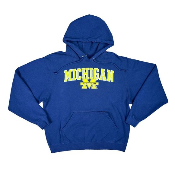 Vintage Jerzees University of Michigan Pullover Hoodie - Size Large - Picture 1 of 6